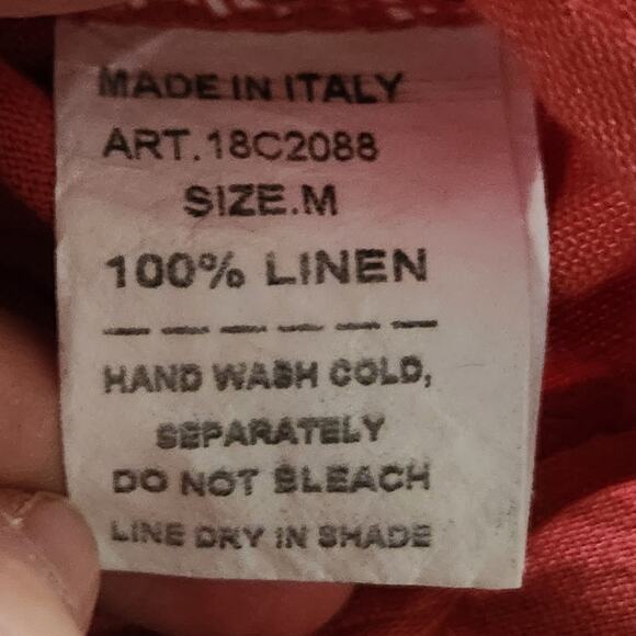 Scandal Made in Italy 100% Linen Wrap Top Women’s SZ M Salmon Colorway Long Slvs - Picture 14 of 15